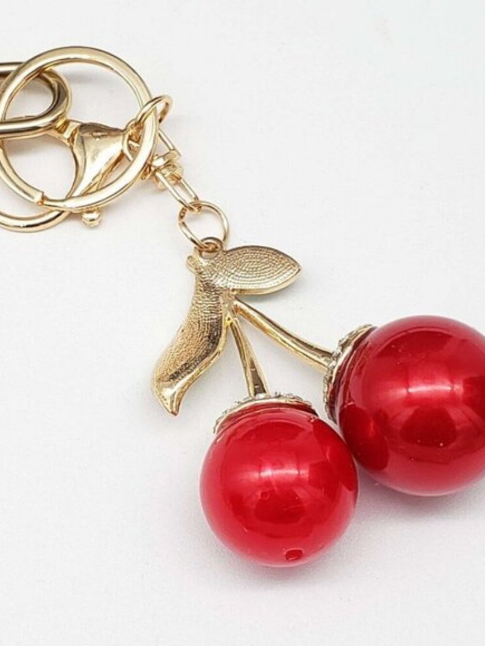 LV Authentic Gold Padlock 🔒 Key Set w/ Unbranded Cherry Keychain Charm - Picture 6 of 7